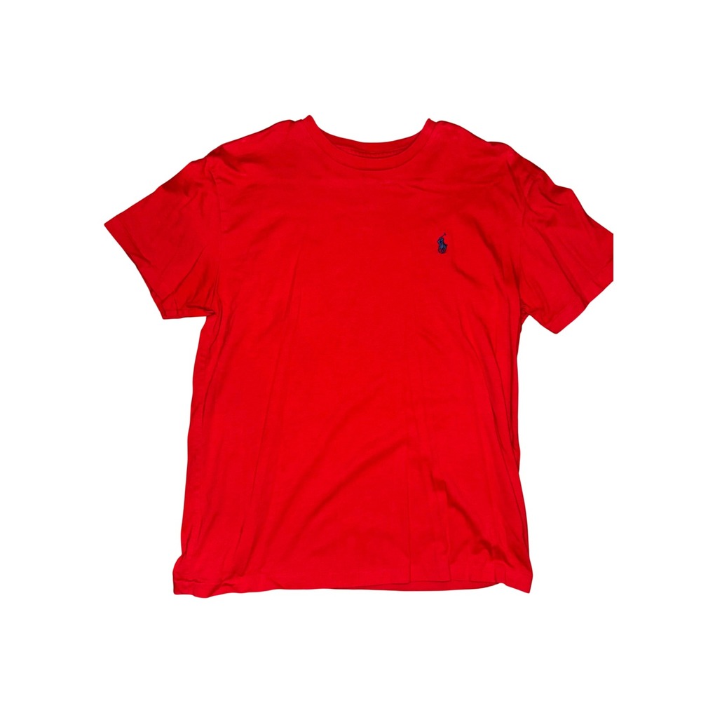 Polo Ralph Lauren Red Short Sleeve T-Shirt Mens Small Blue Pony Logo Tee